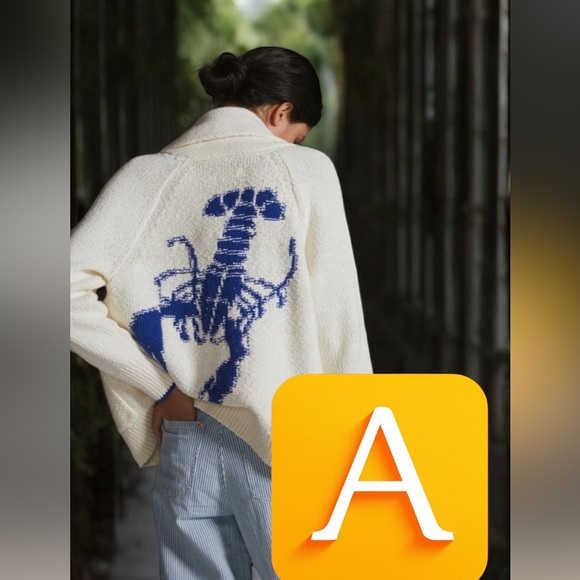 Maeve Sweaters - Anthropologie Maeve Lobster Cardigan Sweater - Cream Ivory Blue - Rare!